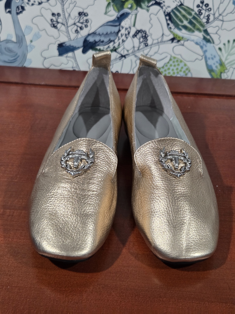 Rudsak Metallic Gold Leather Slip-On Loafers - Women's Metallic Comfort Flats